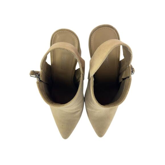 ShoeDazzle Katherine Pointed Toe Mules Tan Faux Suede Slingback Heels Size 8.5 - Picture 11 of 16